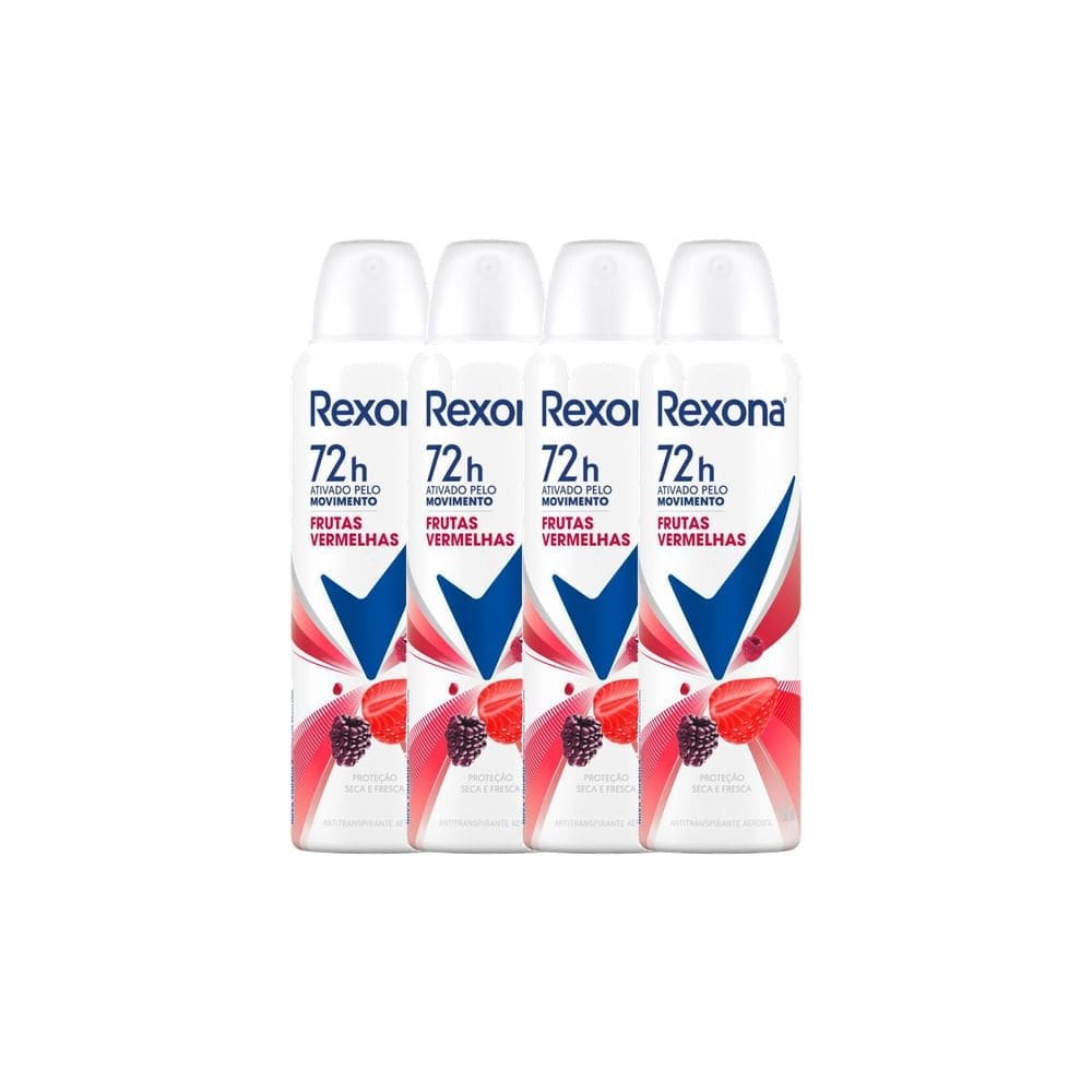 Kit 4 Desodorante Antitranspirante Aerosol Rexona Frutas Vermelhas 72 horas 150ml