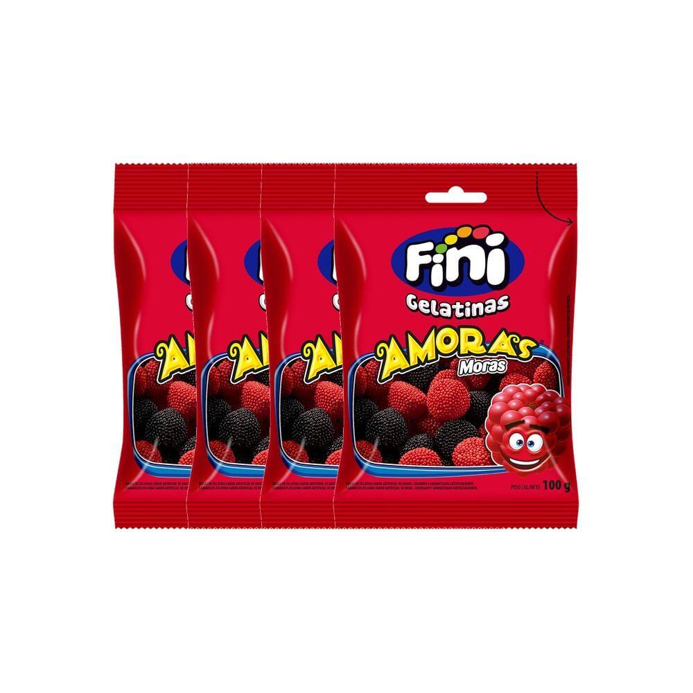 Kit 4 Balas de Gelatina Fini Amoras 100g