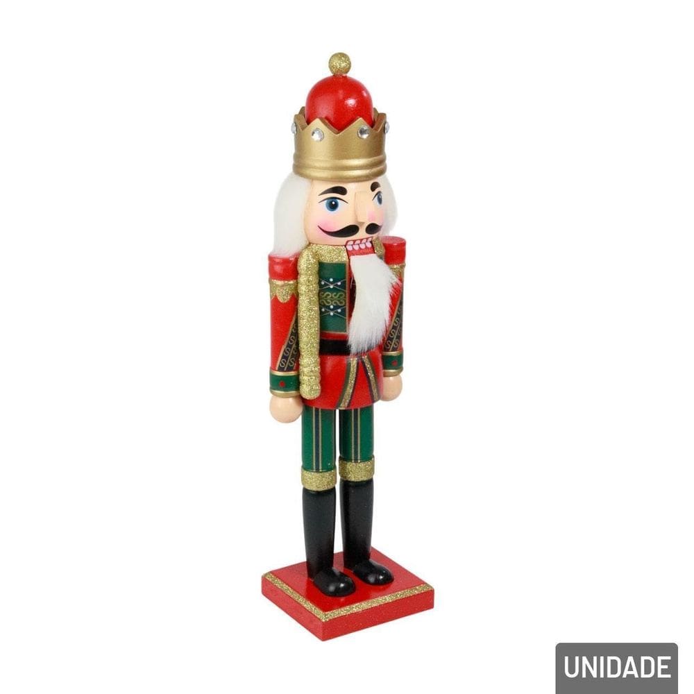 Enfeite Boneco Madeira 35cm Guarda Quebra Nozes - Tudo em Caixa