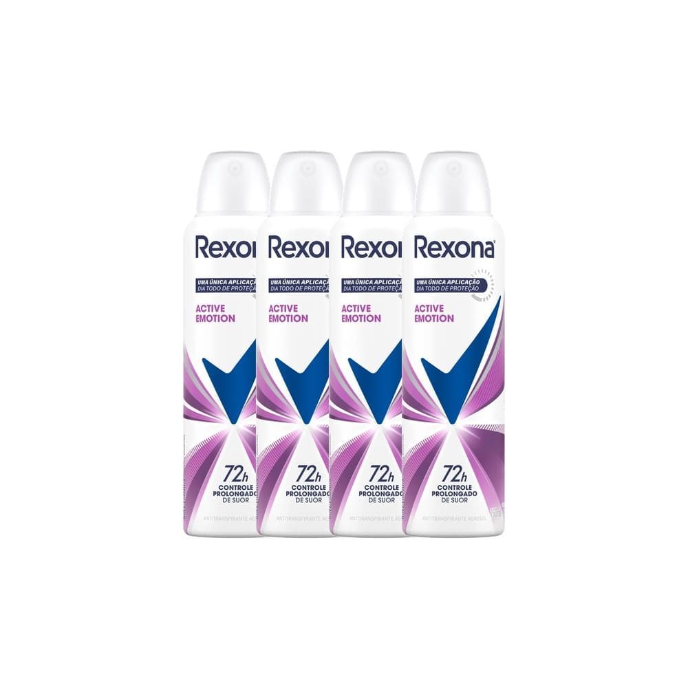 Kit 4 Desodorante Antitranspirante Rexona Active Emotion Aerosol com 150ml