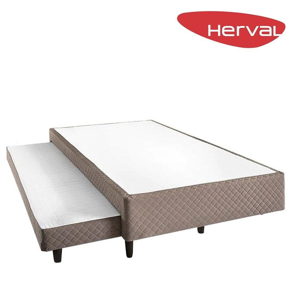 Base Cama Box Solteiro Herval Cobalt 34x88x188 cm com Colchão Auxiliar, Marrom