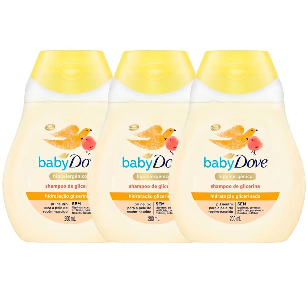 Kit 3 Shampoo Dove Baby Hidratação Glicerinada 200ml