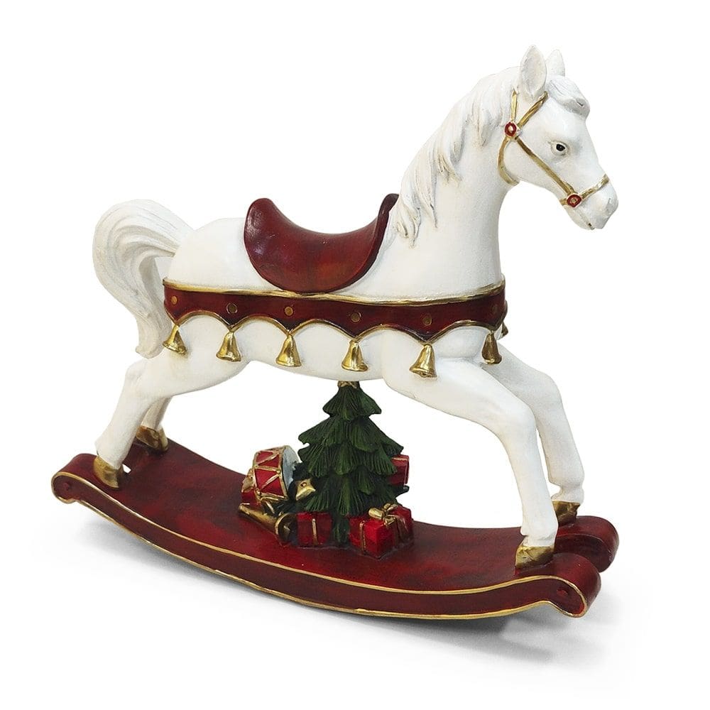 Cavalo de Balanço Natalino em Resina 24x28cm
