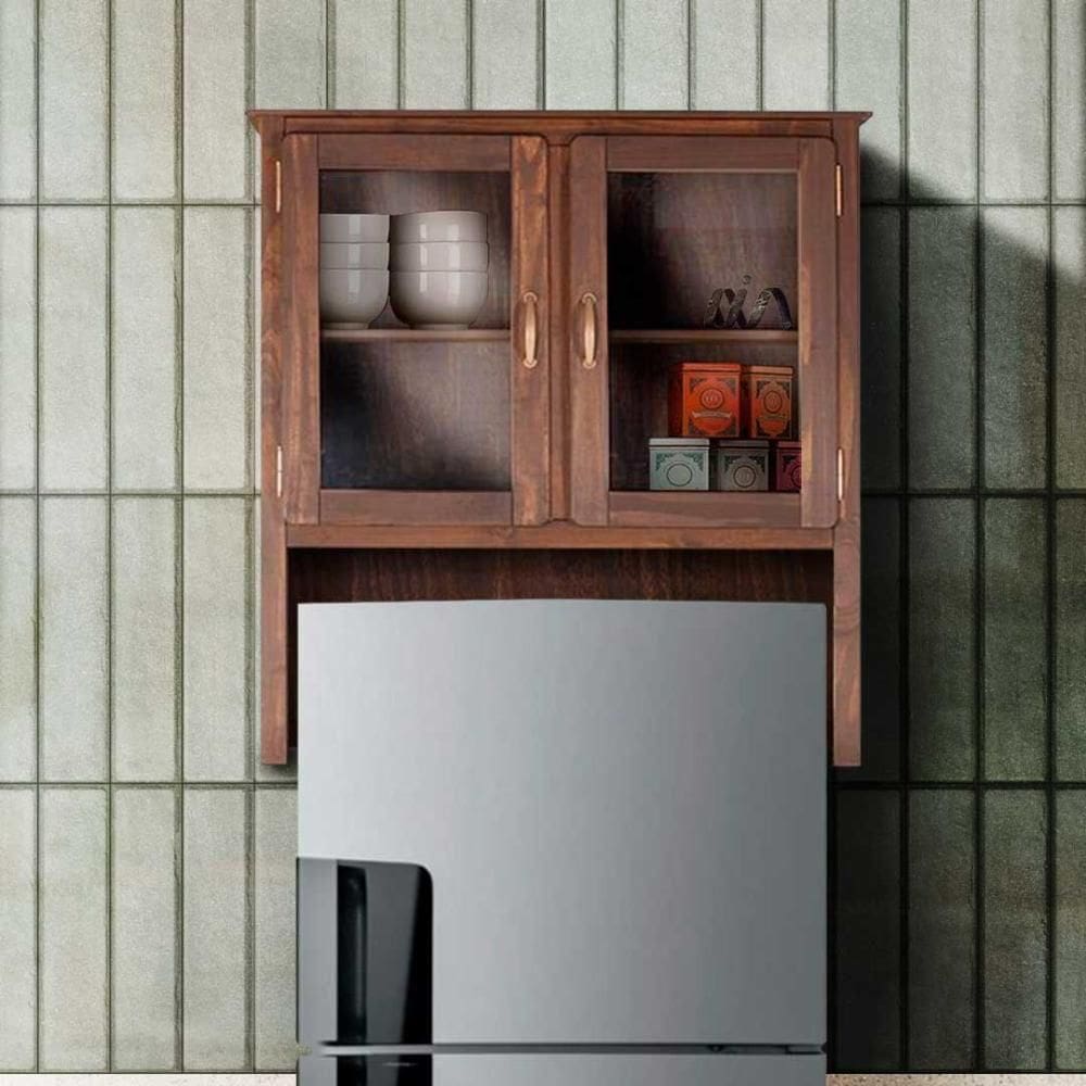 Armário Aéreo Oratório 2 Portas De Vidro Madeira Maciça Imbuia