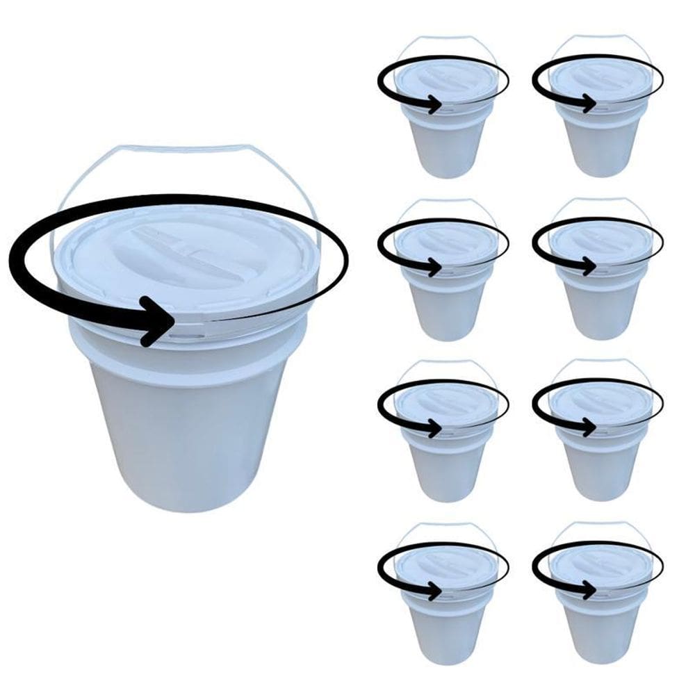 Balde Para Agua 20 Litros E Tampa Rosca - Kit 8 Pçs