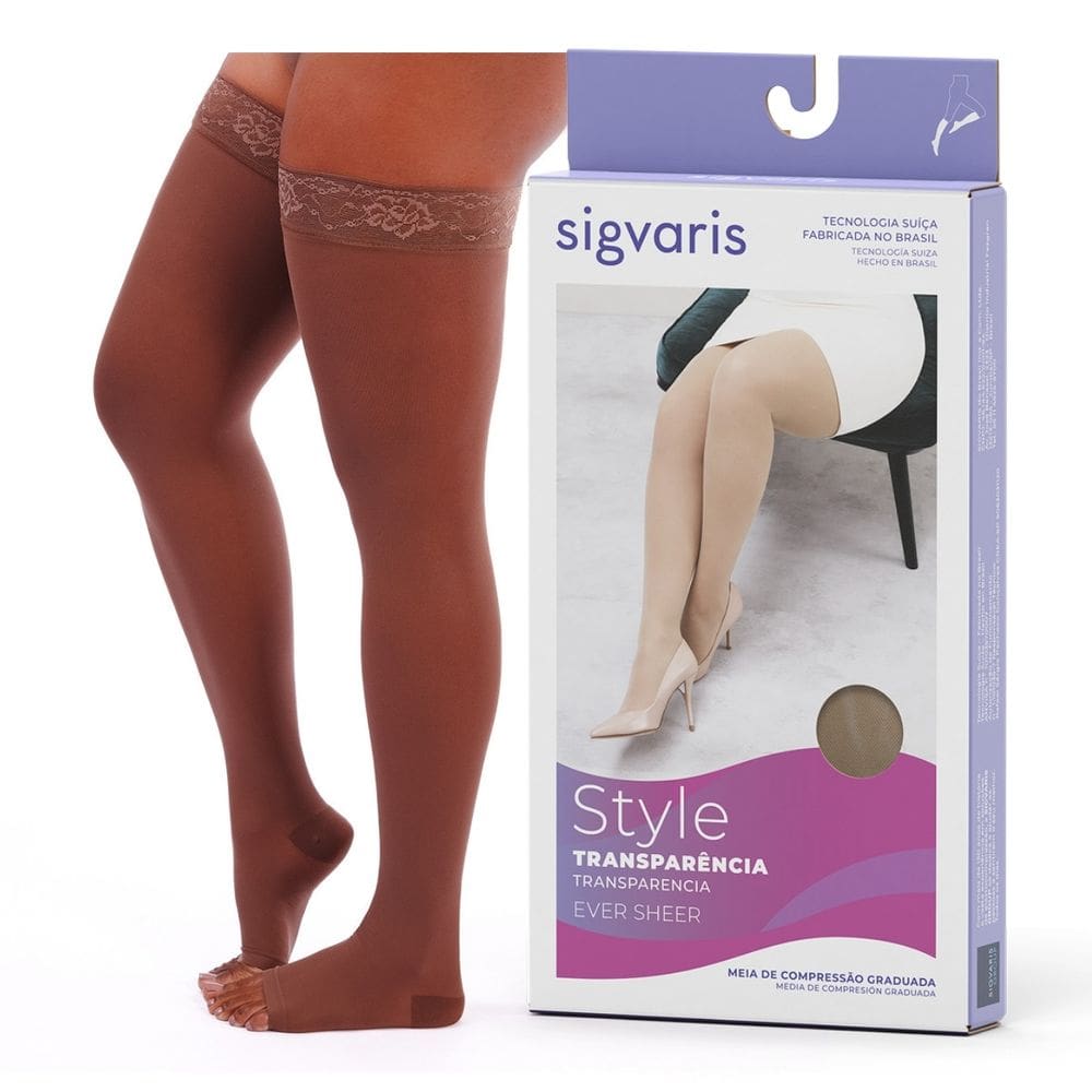 Meia Coxa 7/8 Compressiva | Sigvaris Ever Sheer | 20-30 mmhg - Café