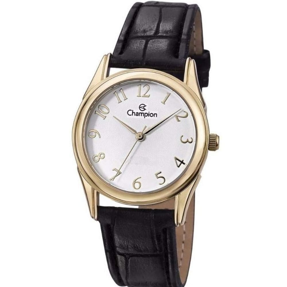 Relógio feminino dourado pulseira de couro 32mm Champion social CH24660B