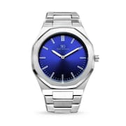 Relógio masculino Hudson Blue Silver metal prata fundo azul Saint Germain