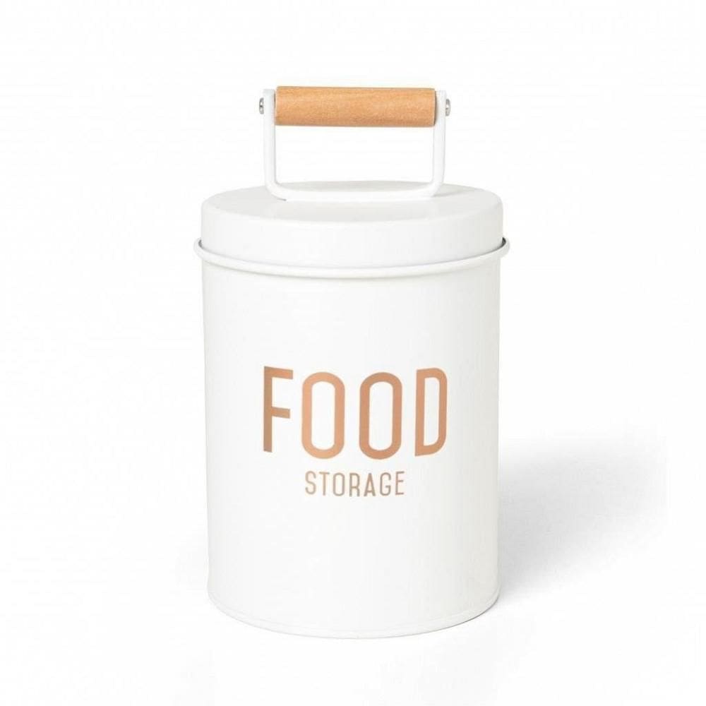 Porta Condimentos De Metal Com Puxador De Madeira - Branco