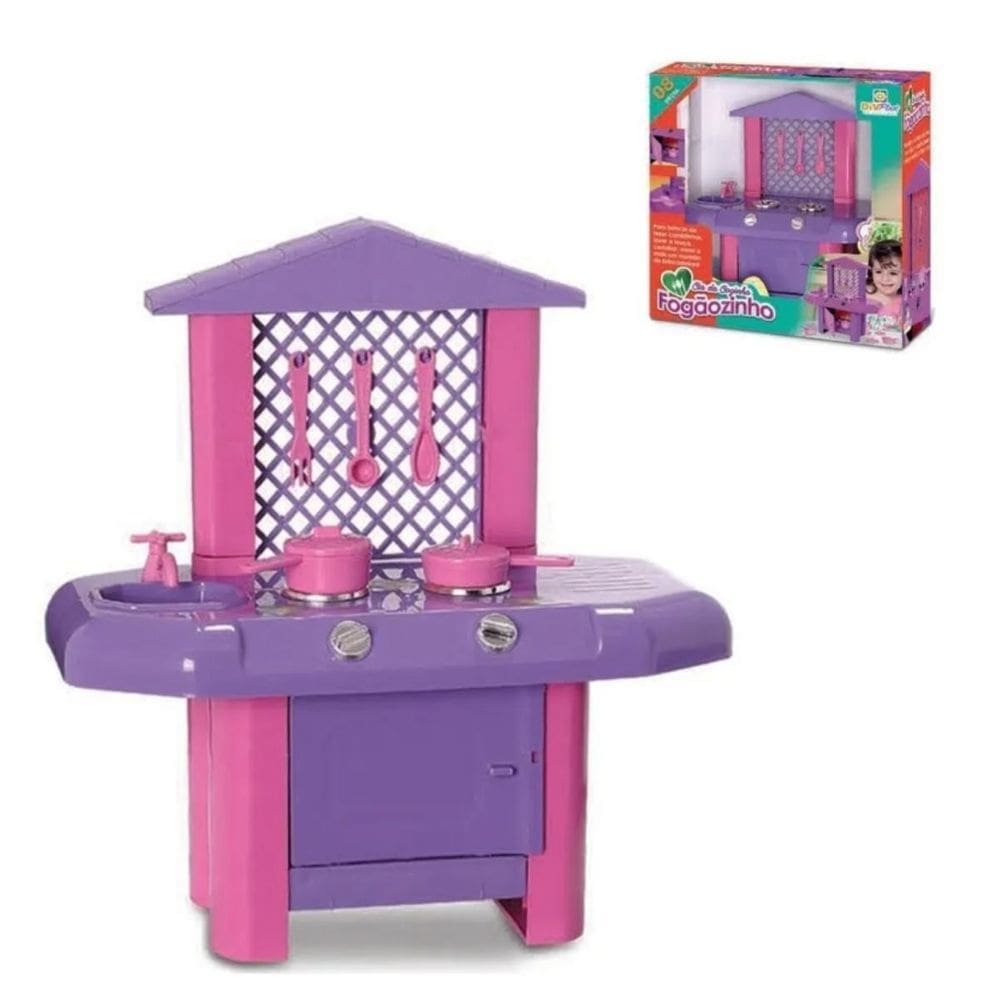 Cozinha Infantil Brinquedo Completa Com Acessórios Roxa Rosa