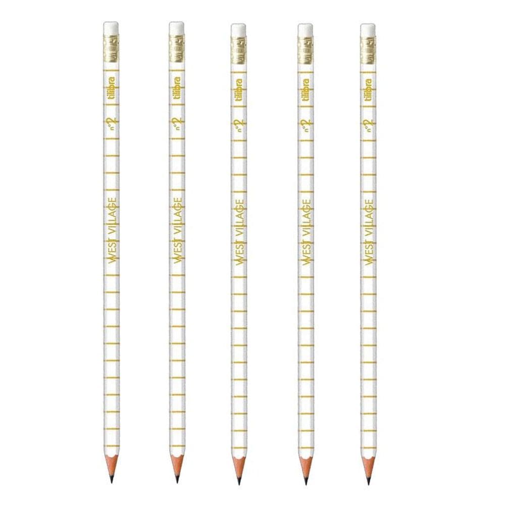 Lápis de Escrever West Village Branco com Borracha 5 Unidades - Tilibra
