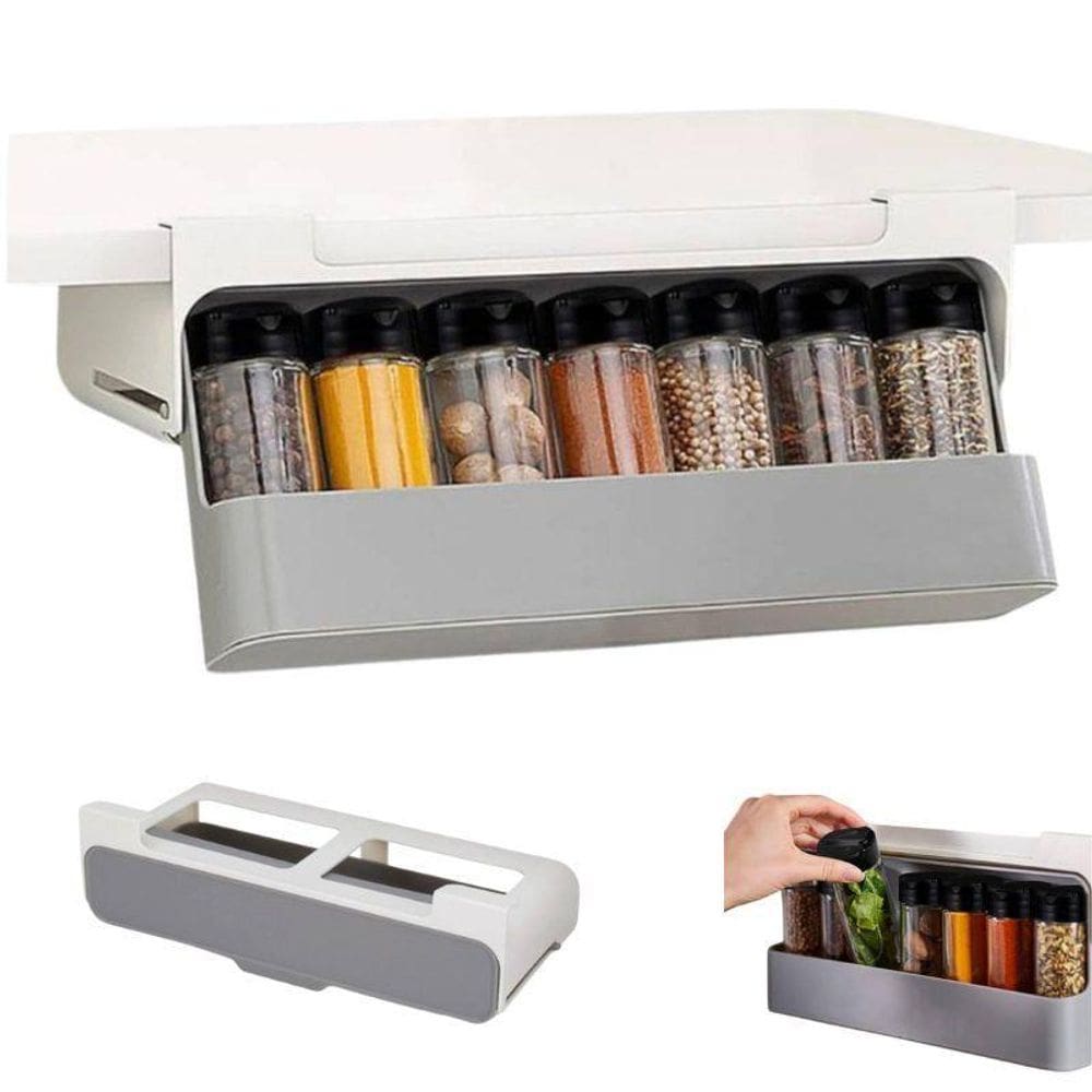 Conjunto Porta Condimentos Com Suporte Autoadesivo 6 Potes