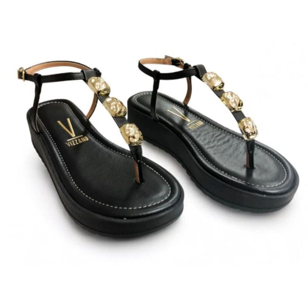 Sandália Papaete Feminina Flatform Vizzano Com Pedrarias