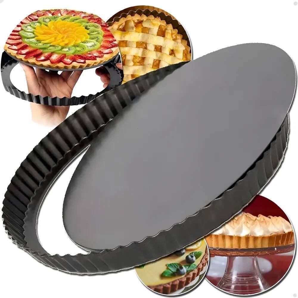 2X Forma Quiché Grande Quiche Tortas 26 Cm Aço Carbono Cresp