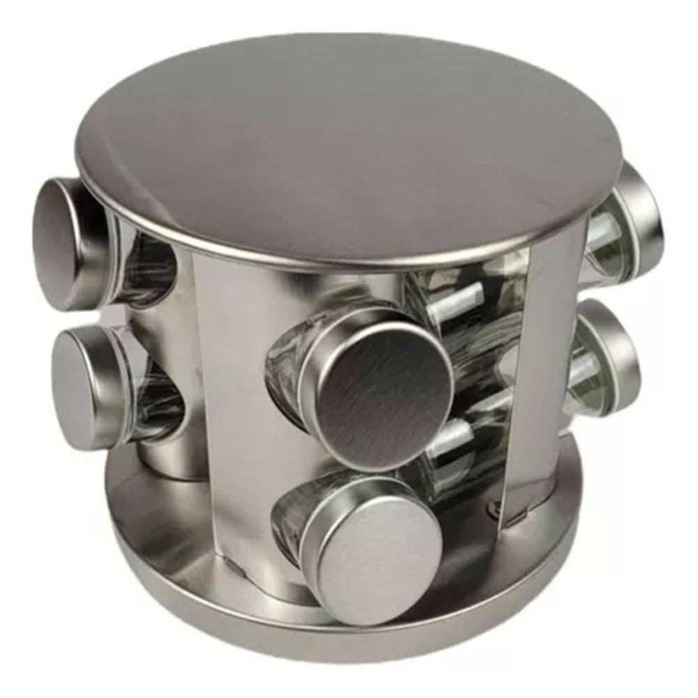 Porta Tempero Condimentos Saleiro 8 Potes Redondo Giratório