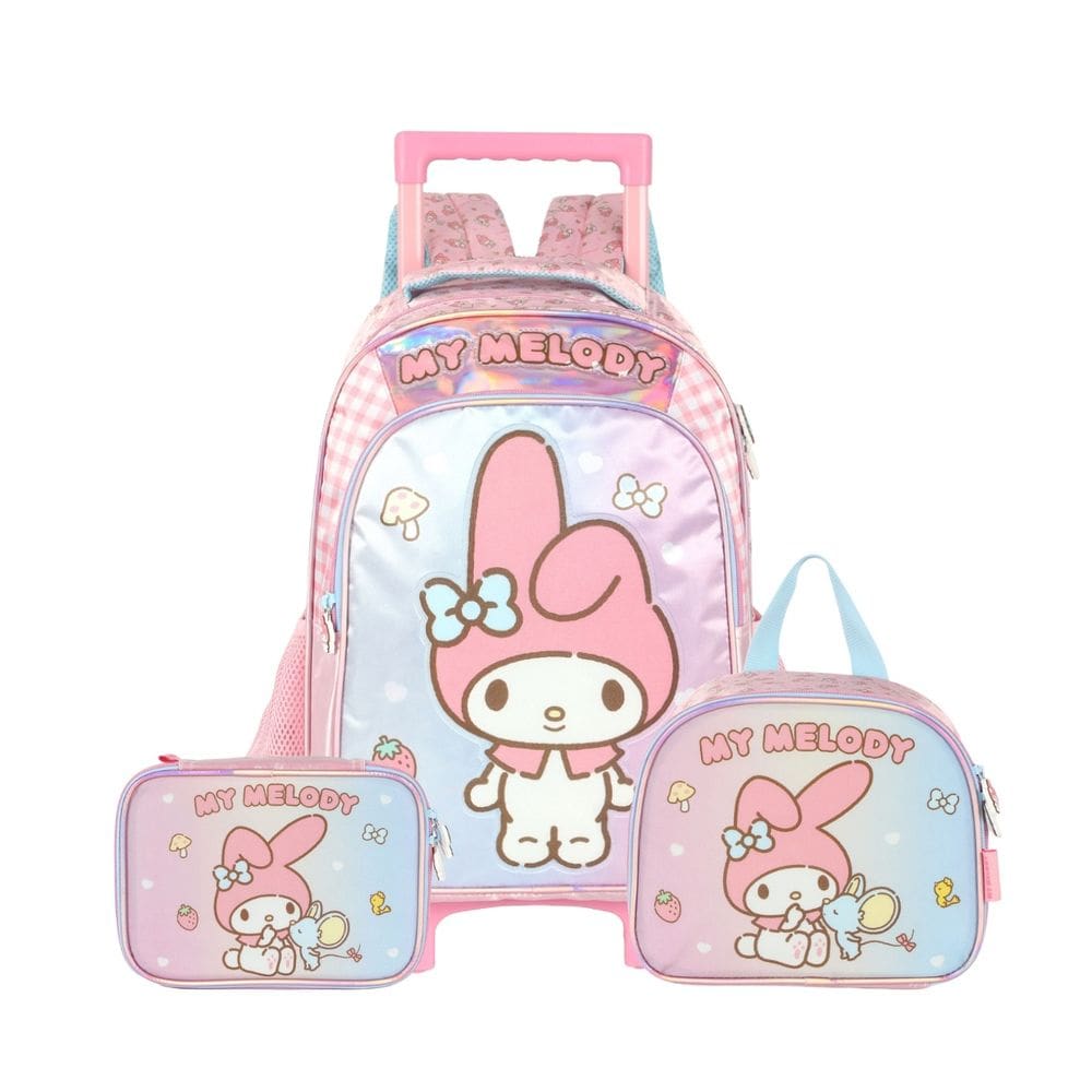 Mochila Rodas Lancheira Estojo Box My Melody Hello Kitty