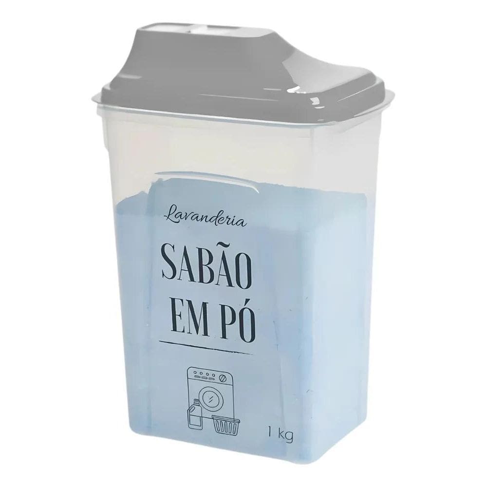 2X Porta Sabão Em Pó Com Dosador Lavanderia 1,75Litros 1Kg T