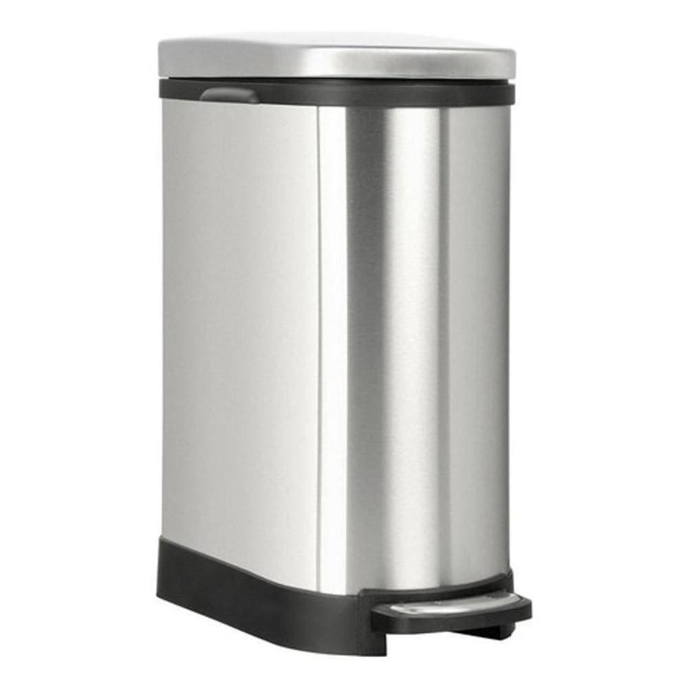 Lixeira Cromada Retangular Estreita Com Pedal 10 Litros