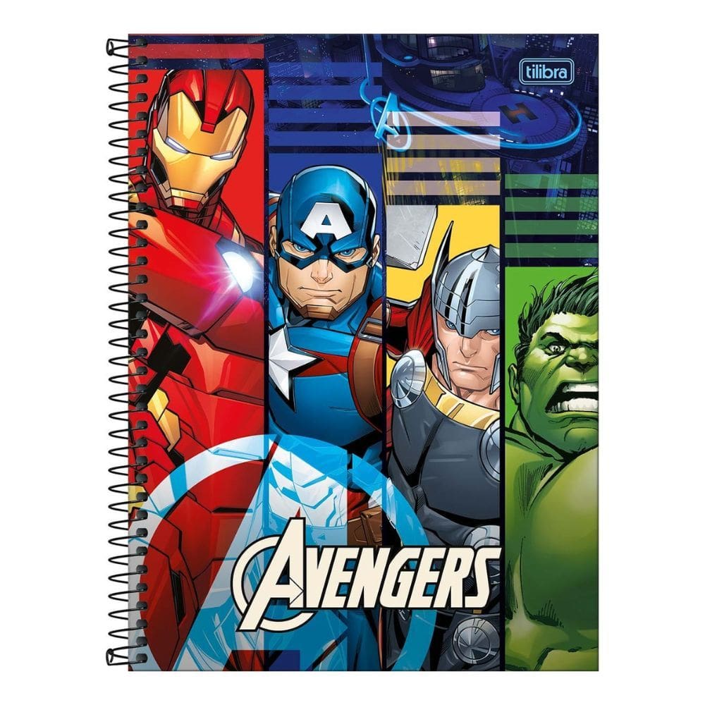 Caderno Espiral Universitário 1 Matéria Avengers Fit (Vingadores) 80 Folhas Tilibra