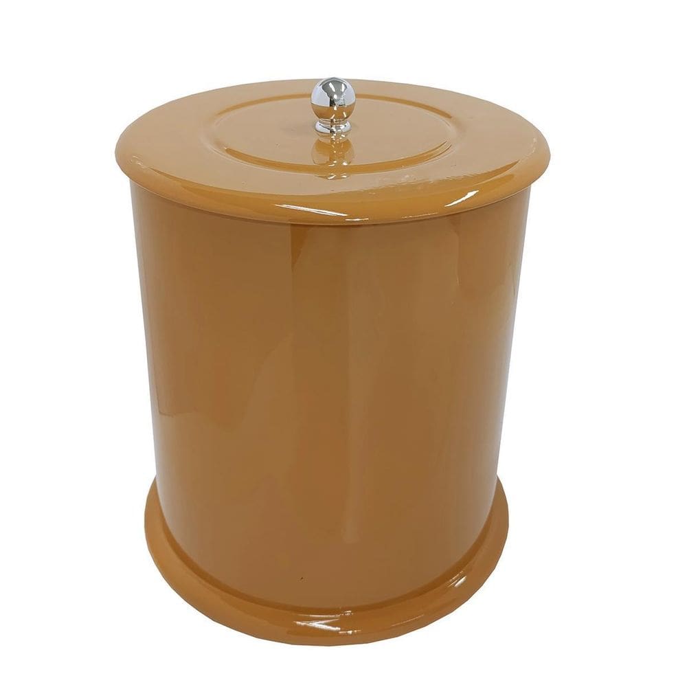 Lixeira Para Banheiro Mdf Redonda 6 Litros Ocre Caramelo