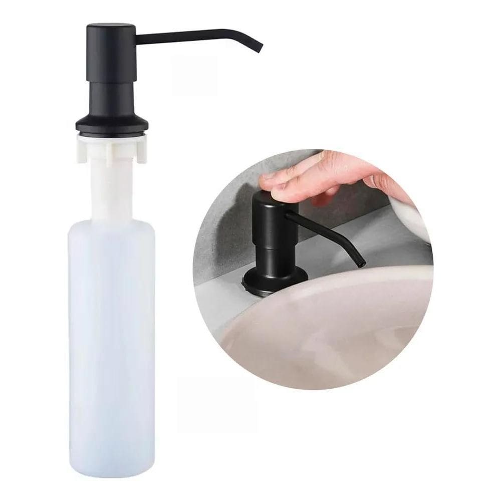 2X Porta Detergente Sabão Dispenser De Embutir Cor Preto 300
