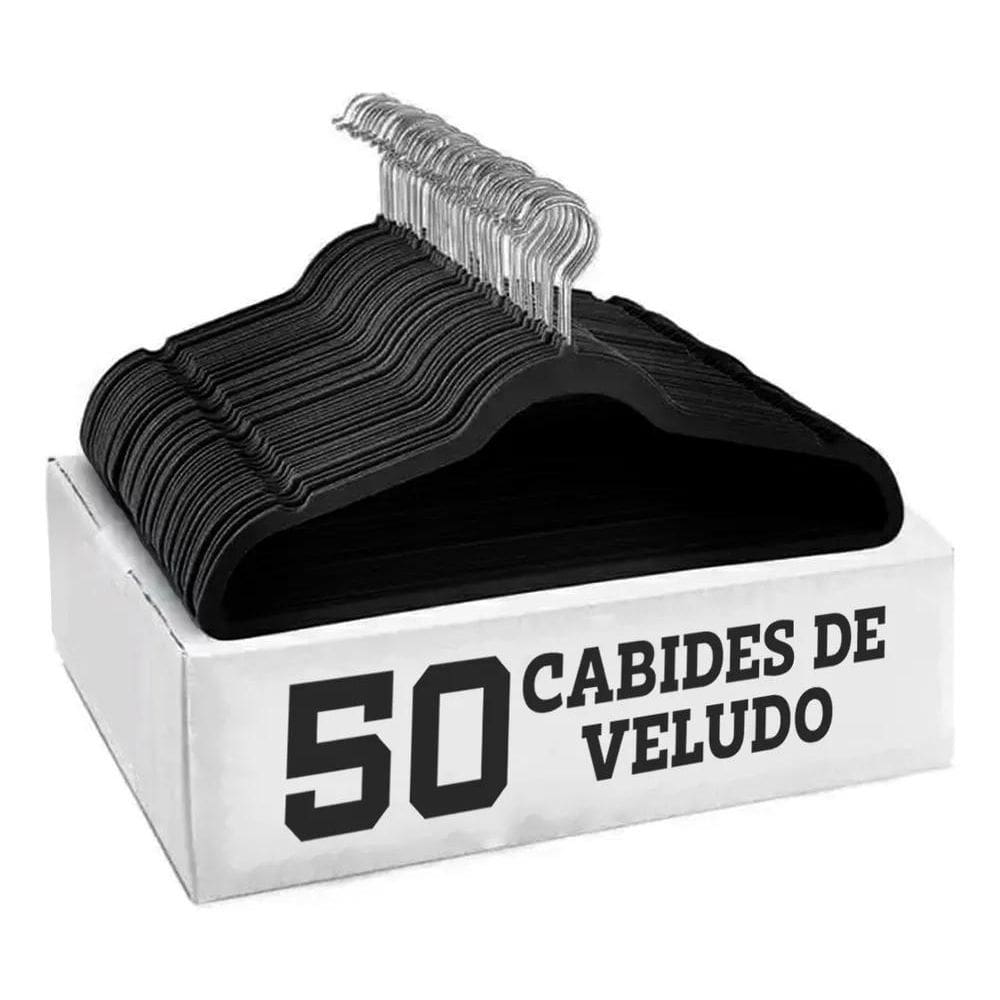 2X Kit 50 Cabides Veludo De Roupa Antideslizante Slim Adulto