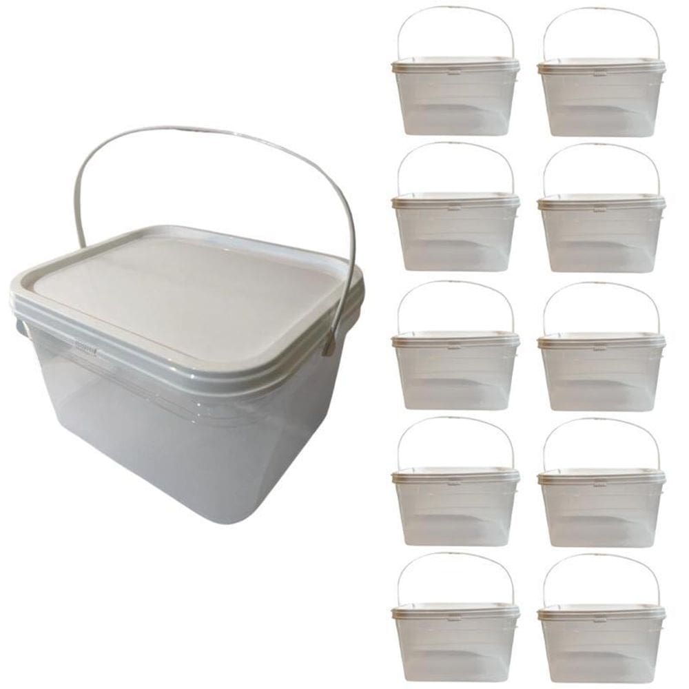 Balde Para Produtos Quimicos 2.4 Litros Com Tampa-Kit 10 Pçs