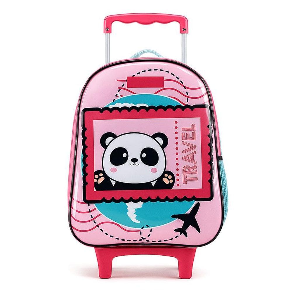 Mochila Escolar Infantil com Rodinhas Panda 12310 Rosa - Xeryus