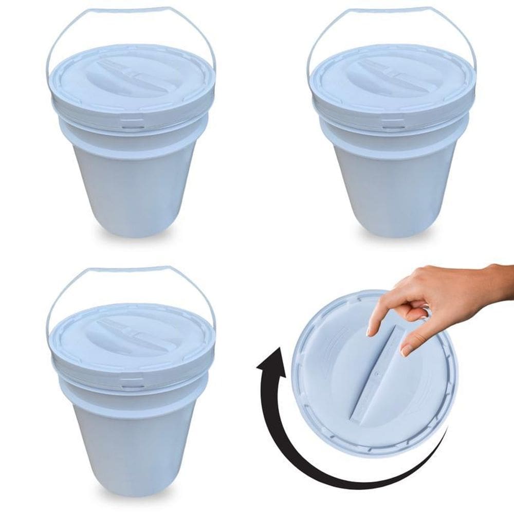 Balde Plástico 20L Tampa Rosqueavel Para Mudas - Kit 3 Pçs