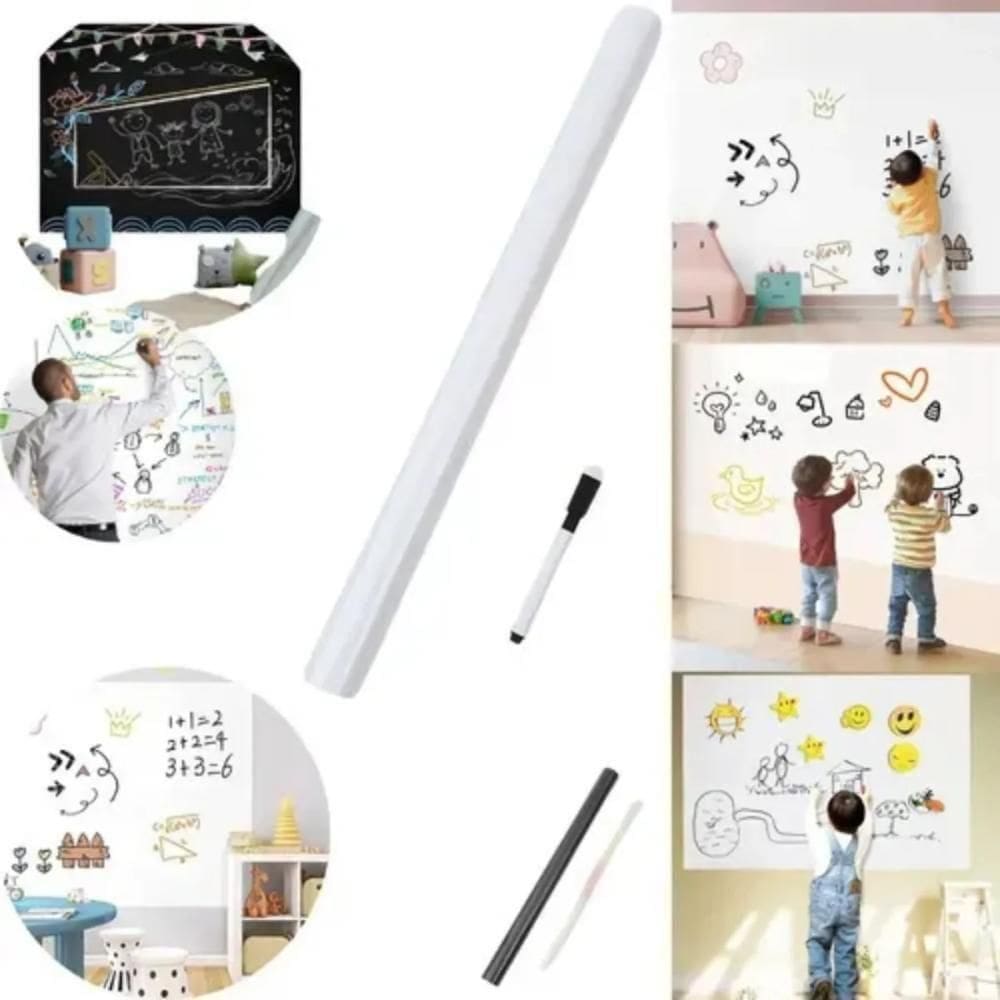 Adesivo Lousa Quadro Branco Papel Parede Fosco Escrever Adulto Infantil Escritorio Escola 2mx45cm Envelopamento Lavavel