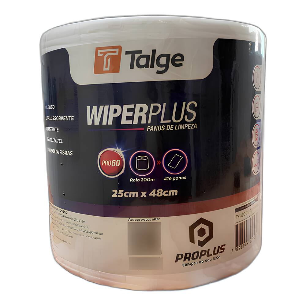 Pano Multiuso Wiper Pro Gramatura 60 Bobina Rolo Wiper