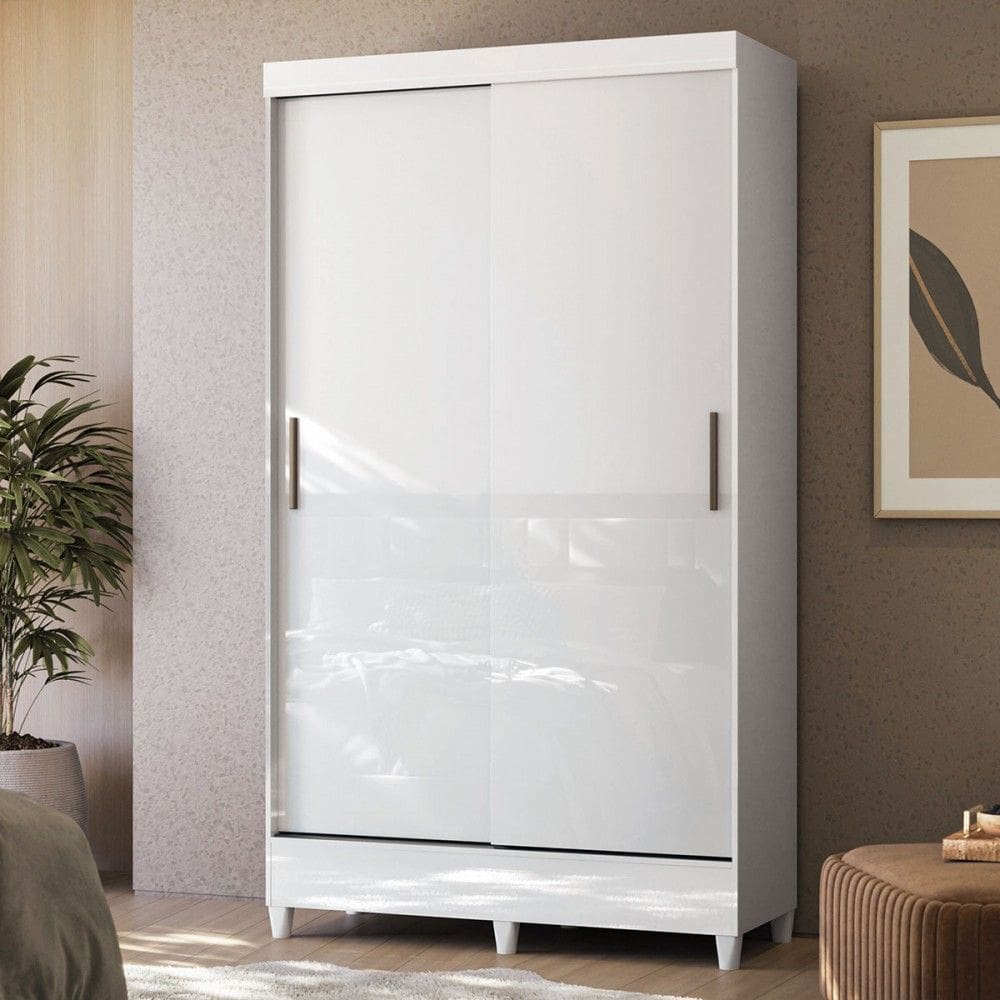 Guarda-Roupa Solteiro Fit 2 Portas 2 Gavetas Branco - Santos Andirá