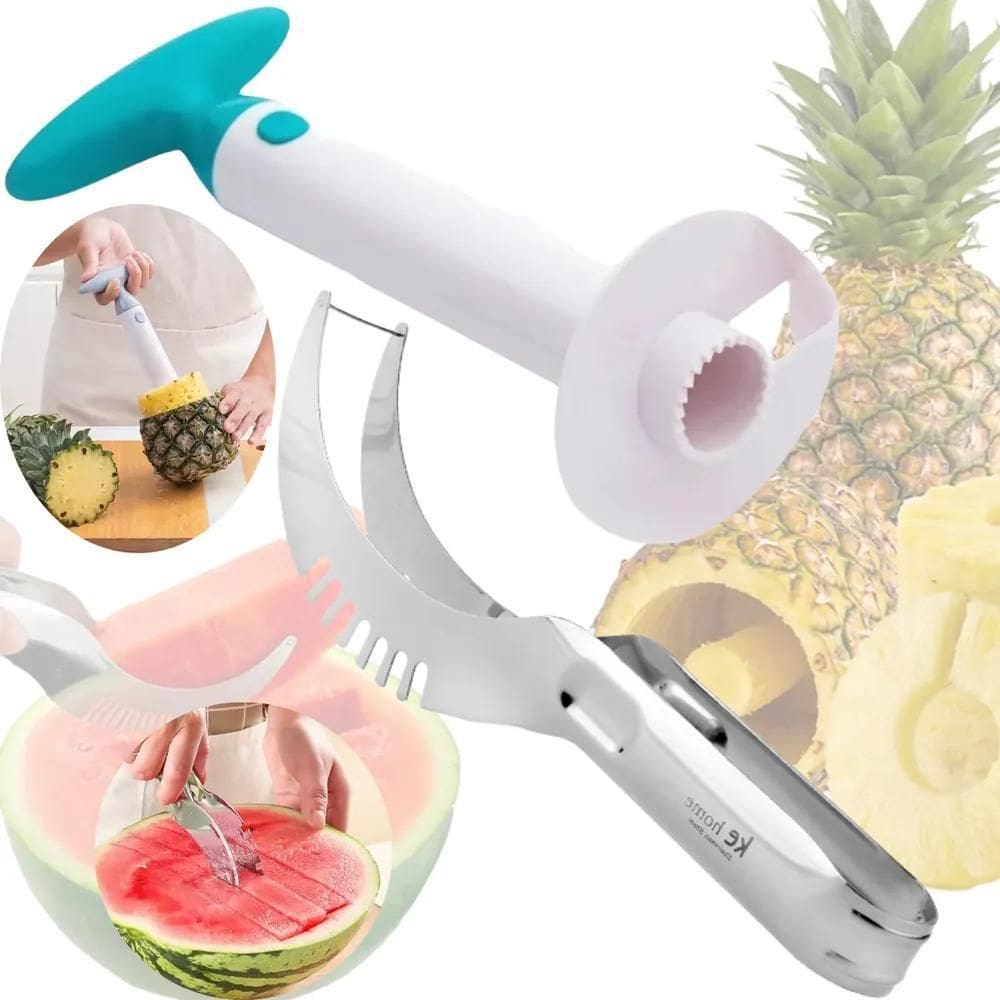 2X Descascador Fatiador Abacaxi Cortador De Melancia Melão I