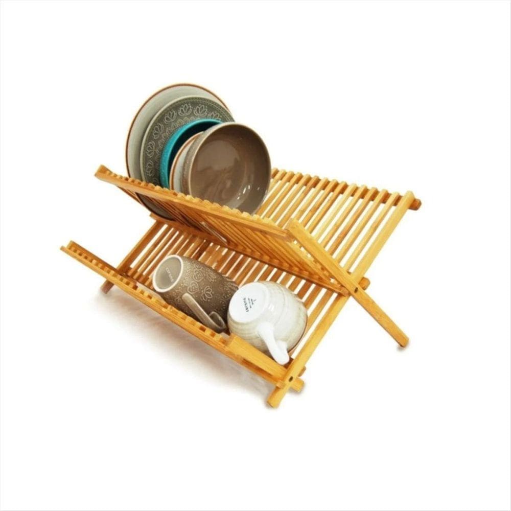 Escorredor De Pratos Em Bambu Dobrável