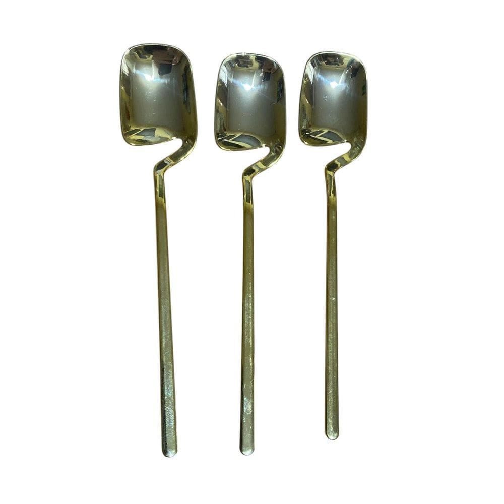 Kit 24 Colheres Sobremesa Suspensa Dourada Plástico 14Cm