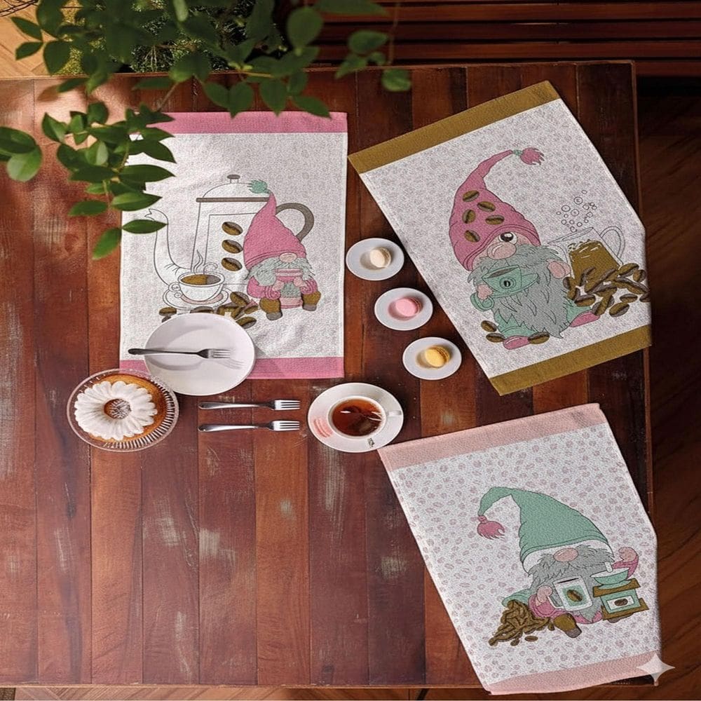 Kit 6 Panos De Copa Felpudo Teka Primore Gnomos Do Café