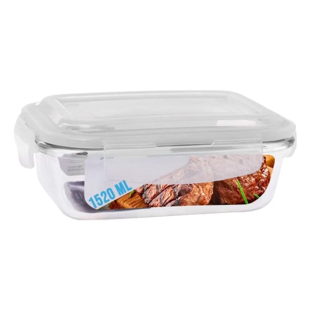 2X Pote Vidro 1520Ml Vai Ao Forno, Microondas Retan C/Tampa