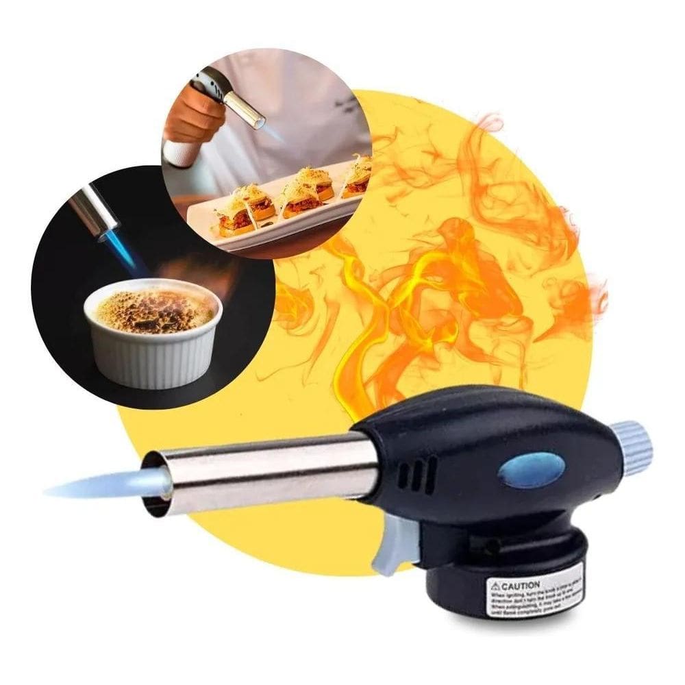 2X Maçarico Culinário Portátil Multiuso Com Controle De Cham