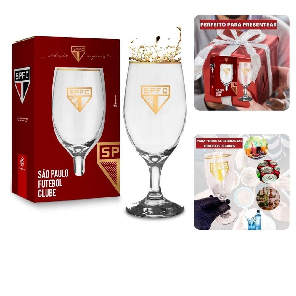 Taça Windsor 330Ml Vidro Vinho Cerveja Time Edição