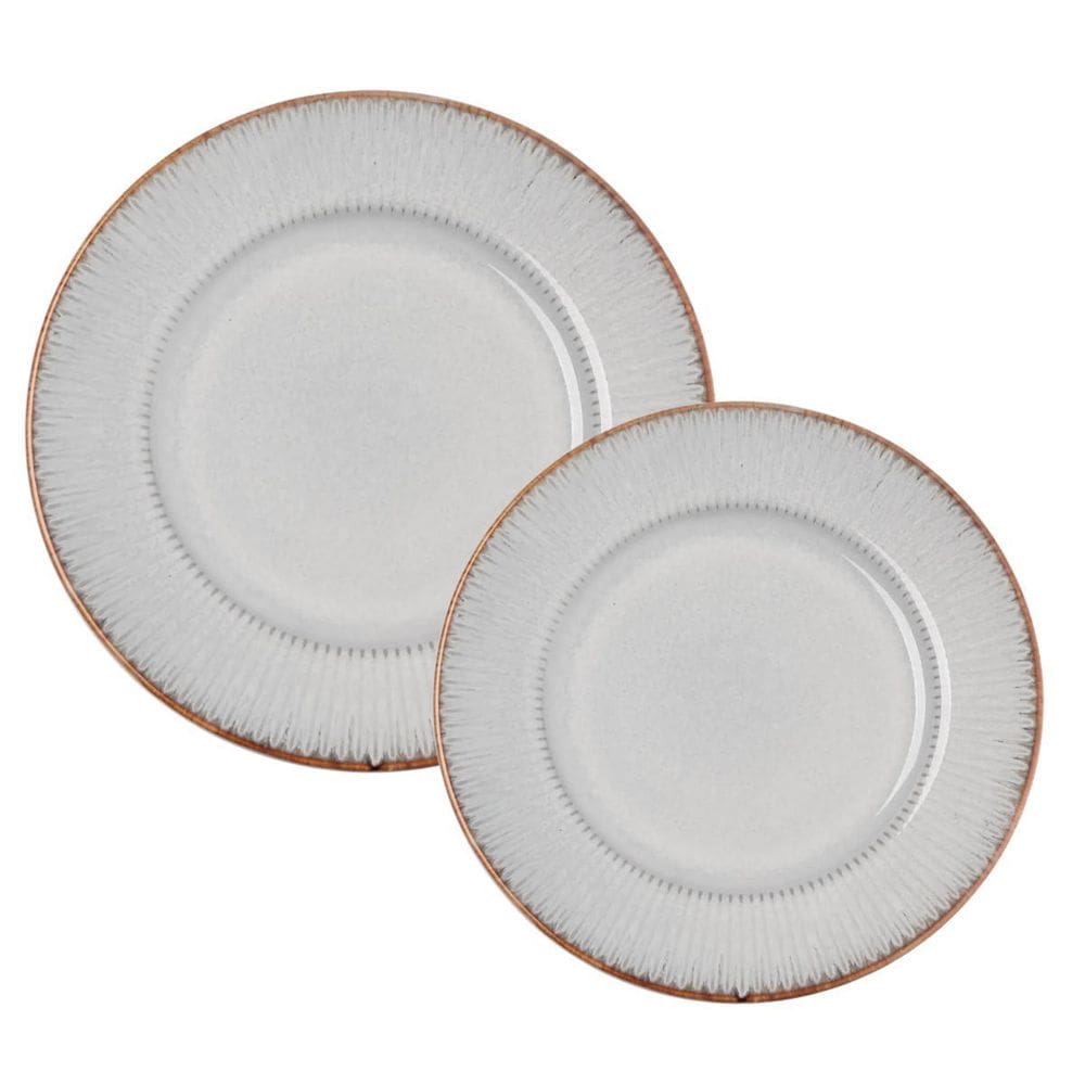 Aparelho Jantar Jogo Pratos 8 Peças Linear Lyor Rustico