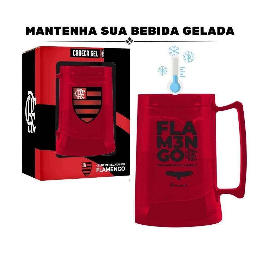 Caneca Copo Gel 300Ml Vermelho Térmico Congelante Chopp