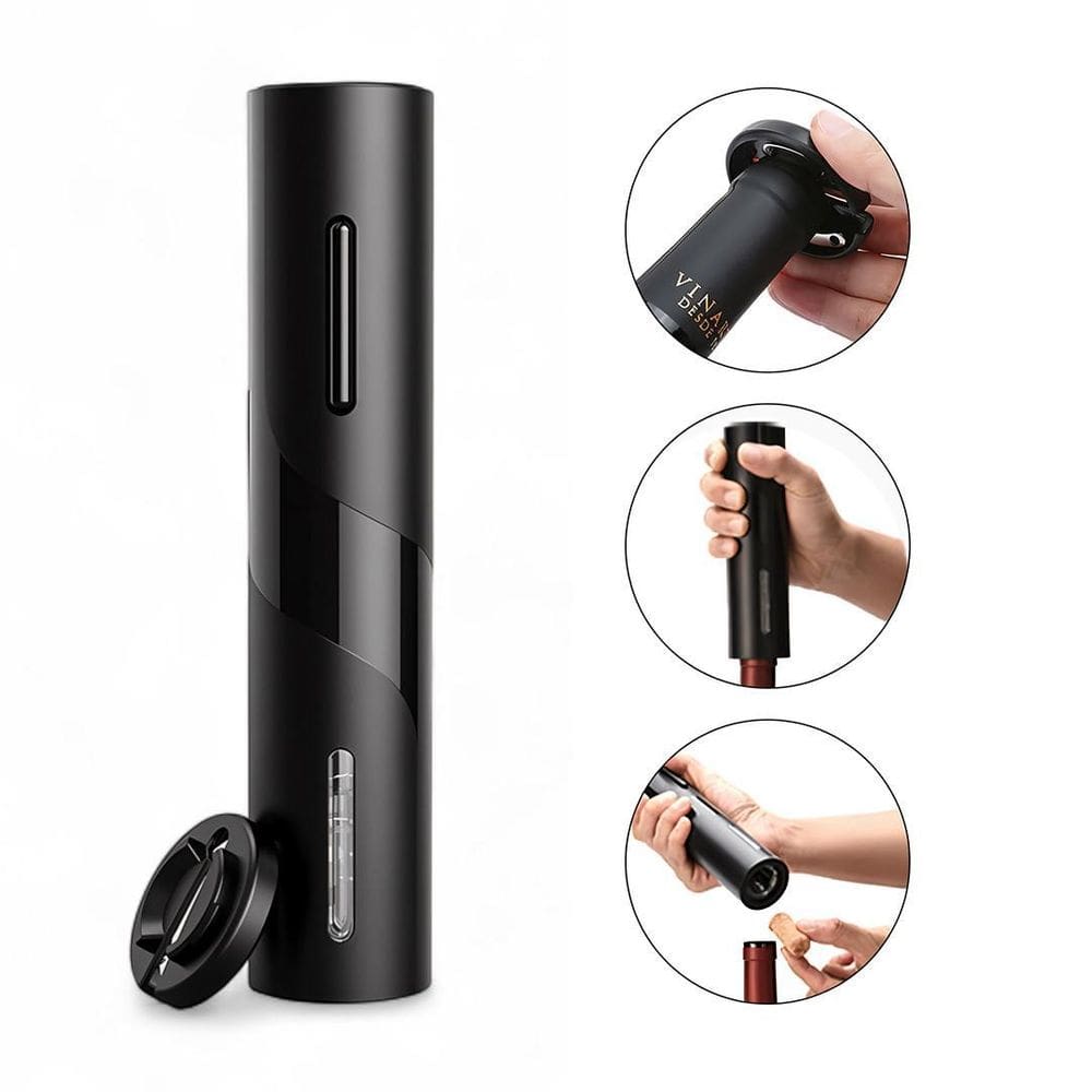 Abridor De Garrafa De Vinho Elétrico Saca Rolhas Preto