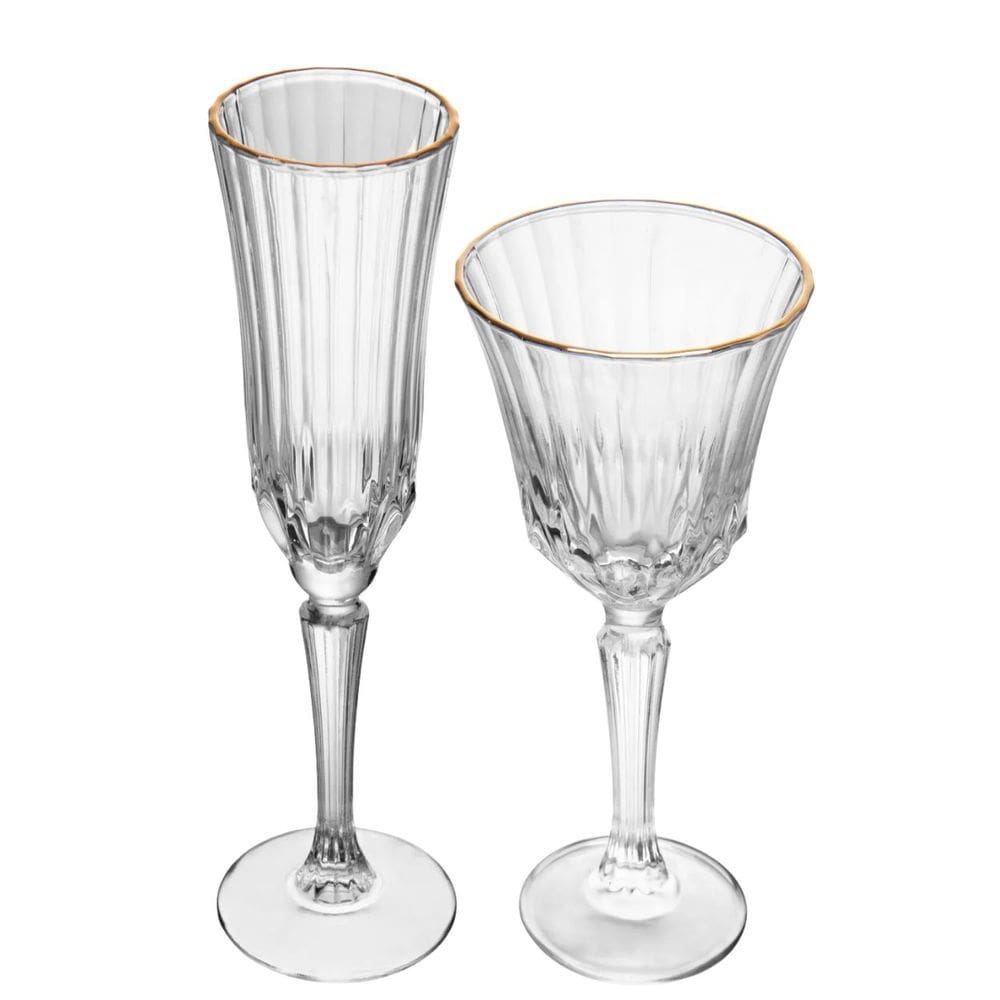 Taça para Champanhe e Vinho Cristal Fio Ouro Belle Jour 12un Wolff