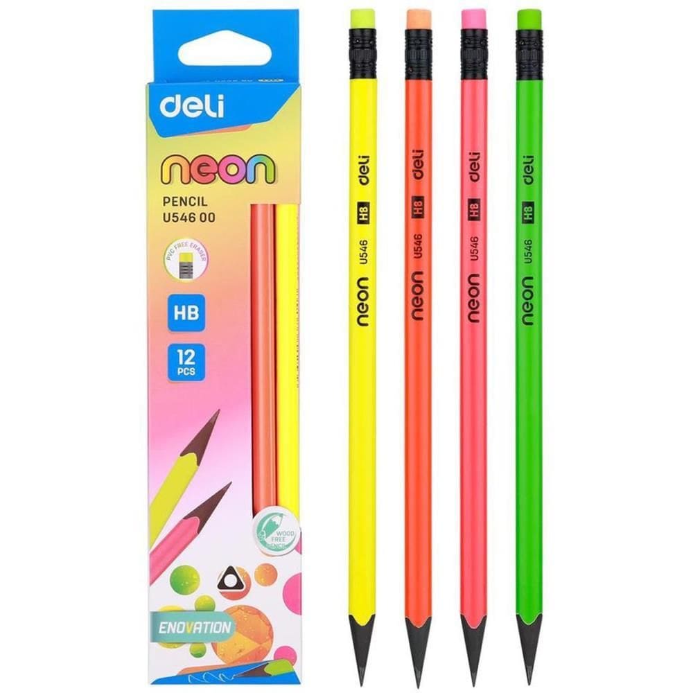 Lápis Preto Triangular Decorado Hb Neon C/borracha 12unid