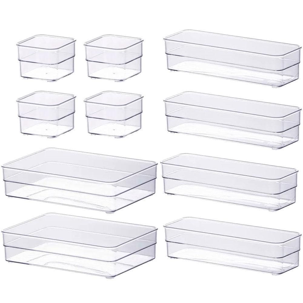 Kit 10 Organizador Modular Gaveta Acrílico Multiuso