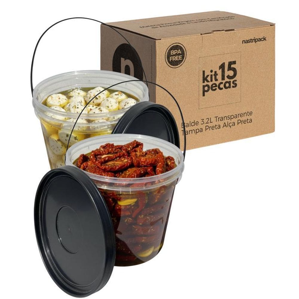 Balde Transparente Plastico - 15 Pçs