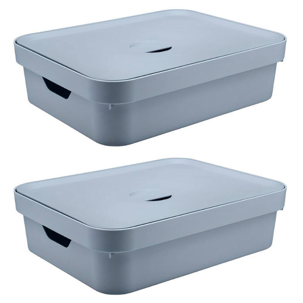 Caixa Organizadora Ou Plastico 16L Cube Azul 02 Unidades