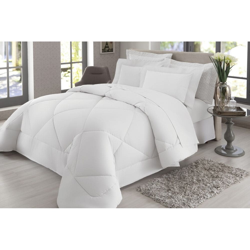 Jogo De Cama Queen Branco C/Aba 200F 2,40Mx2,50M