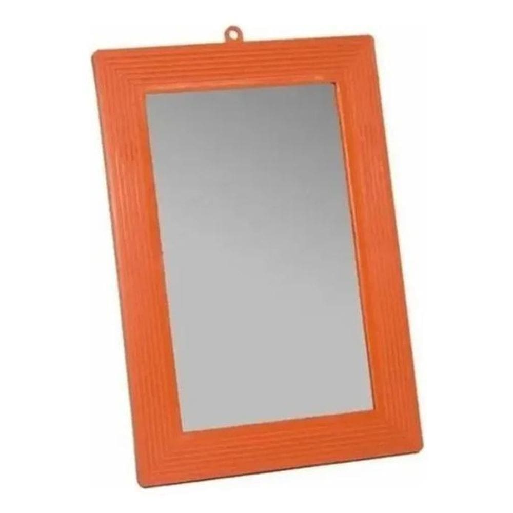 2X Espelho 16X23 Moldura De Plastico Laranja - Nipo