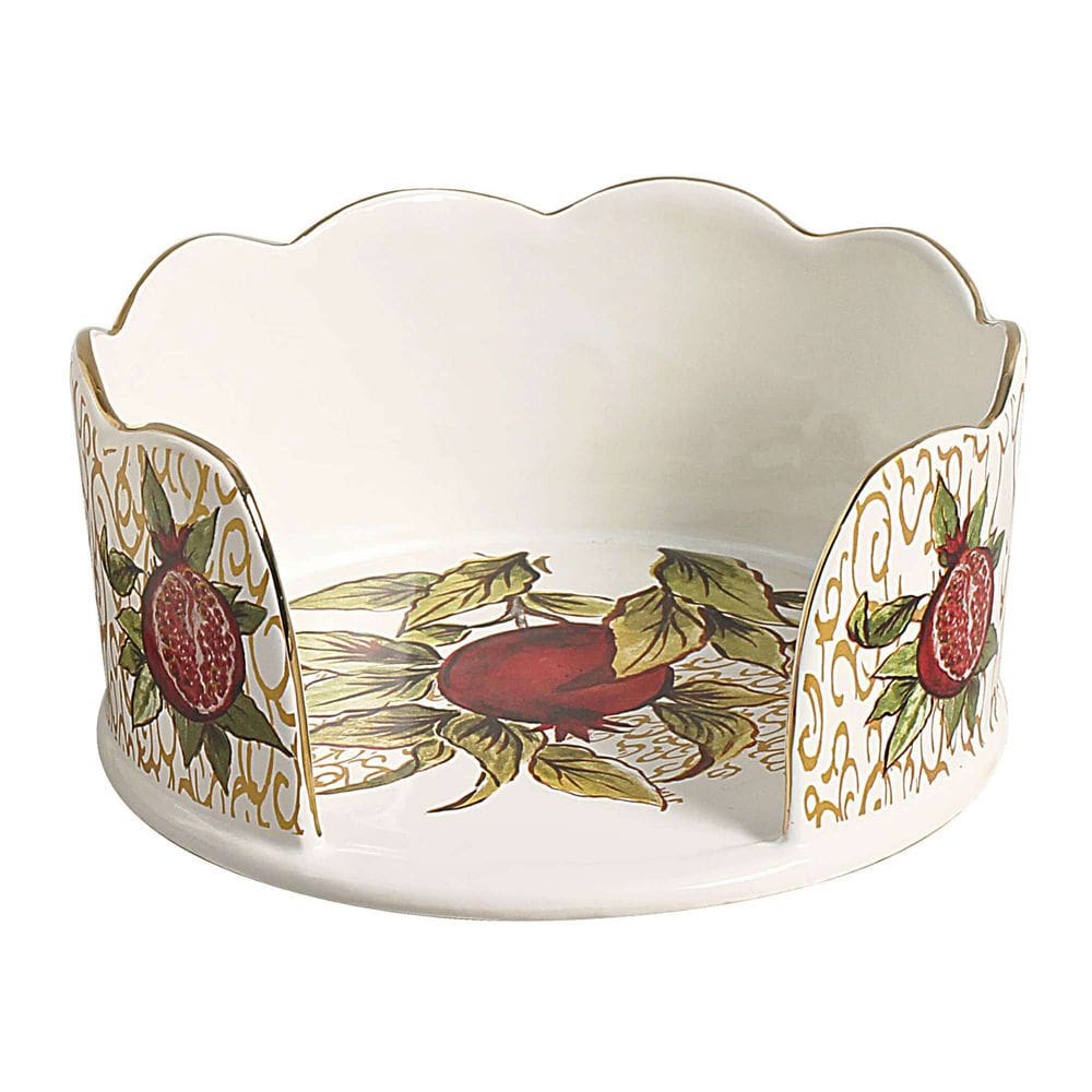 Porta Panetone Aberto Encanto Dourado de Cerâmica - Scalla